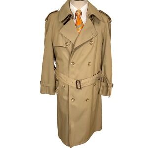 Marshall Field's Trench Coat Men 42R Khaki Throat Latch Belt Winter Liner‎ USA